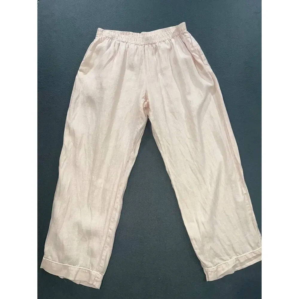 Quince 100% European Linen Boho Y2K Pull On Pockets Pants Size Large A009317
